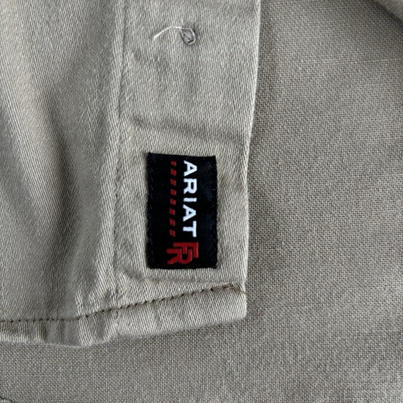 Ariat Shirt Mens XL Tall Beige FR Flame Resistant CAT 2 Button Up Durable - Picture 7 of 12